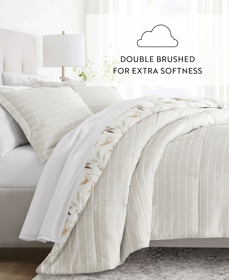 ienjoy Home Foliage Stripe 3-Piece Comforter Set, Full/Queen