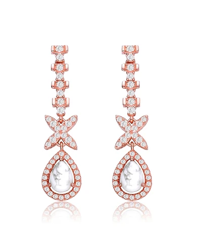 Sterling Silver Clear Cubic Zirconia Pear Lite Dangle Earrings