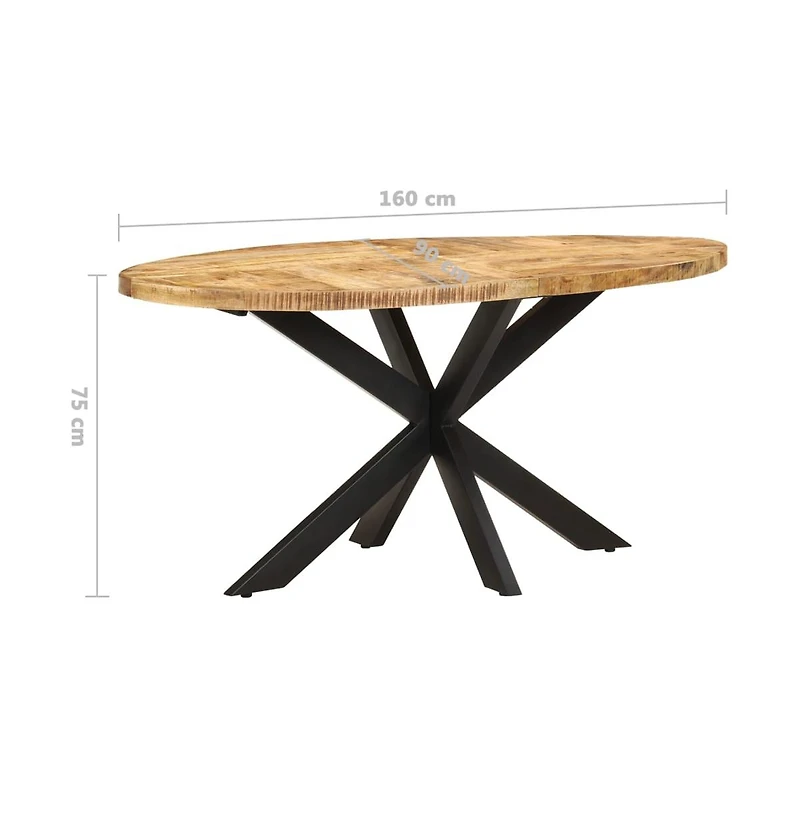 Dining Table 63"x35.4"x29.5" Rough Mango Wood