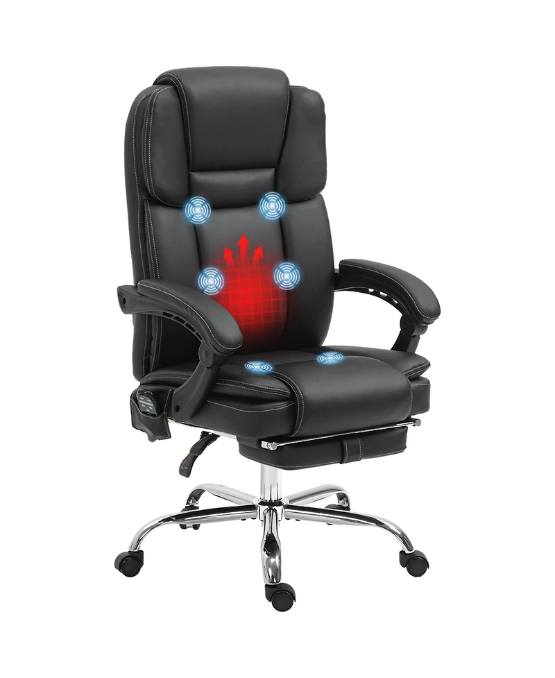 Vinsetto Massage Office Chair with Footrest, Pu Leather Desk Chair,