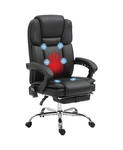 Vinsetto Massage Office Chair with Footrest, Pu Leather Desk Chair,