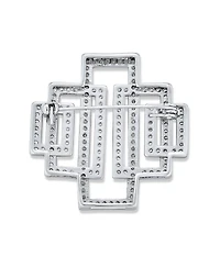 Bling Jewelry Art Deco Large Rectangular Pave Cubic Zirconia Brooch Pin Silver Tone Rhodium Plated Brass