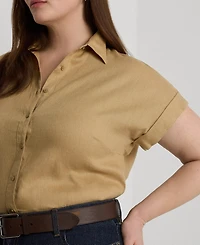 Lauren Ralph Plus Linen Dolman Sleeve Top