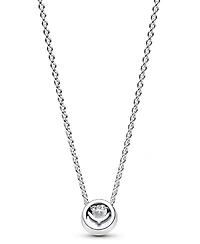 Pandora Sterling Silver Sparkling Round Halo Pendant Collier Necklace