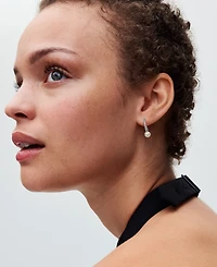 Pandora Treated Freshwater Cultured Pearl Pave Hoop Earrings