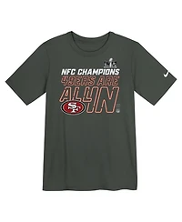 Big Boys and Girls Nike Anthracite San Francisco 49ers 2023 Nfc Champions Locker Room Trophy Collection T-shirt