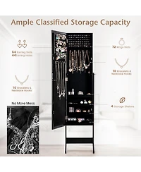 Sugift Mirrored Standing Jewelry Cabinet Storage Box