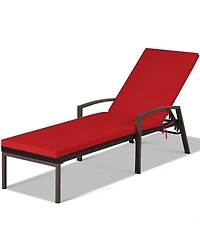 Inolait Outdoor Adjustable Reclining Patio Rattan Lounge Chair with Adjustable Backrest