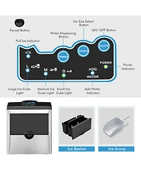 Inolait 2-in-1 Stainless Steel Countertop Ice Maker with Water Dispenser