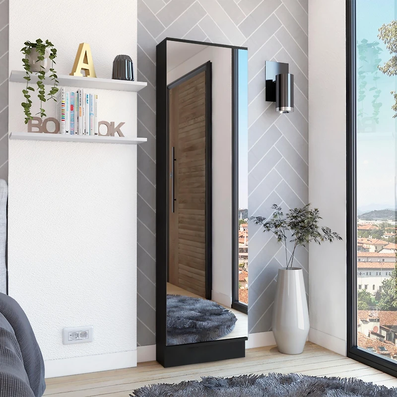 Streamdale Leto Shoe Cabinet with Mirror and Shelves