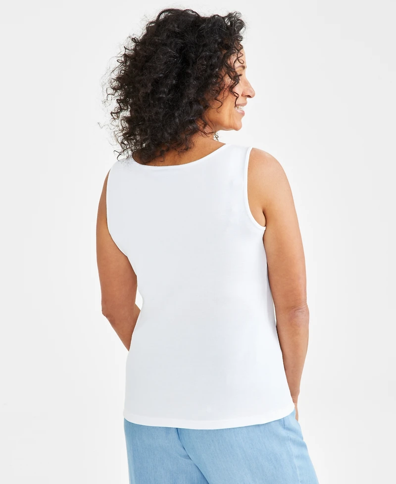 Style & Co Women's Cotton Square-Neck Tank Top, Exclusively at Macy's