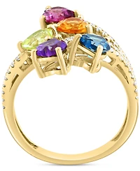 Effy Multi Gemstone (2-1/3 ct. t.w.) & Diamond (1/4 ct. t.w.) Heart Statement Ring in 14k Gold