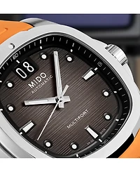 Mido Men's Swiss Automatic Multifort Orange Rubber Strap Watch 41mm
