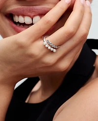 Pandora Sterling Silver Timeless Treated Freshwater Cultured Pearls Pave Open Ring