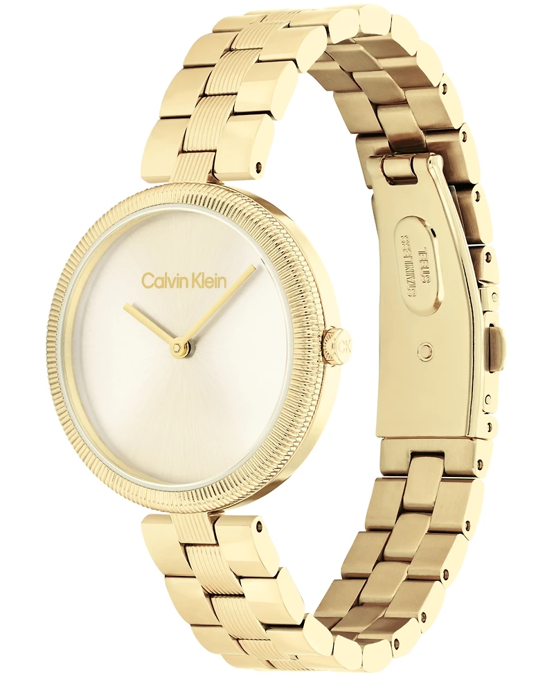 Calvin Klein Women's Gleam Gold-Tone Stainless Steel Bracelet Watch 32mm