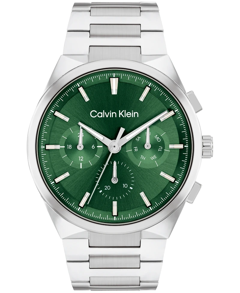 Calvin Klein Men's Distinguish Silver-Tone Stainless Steel Bracelet Watch 44mm