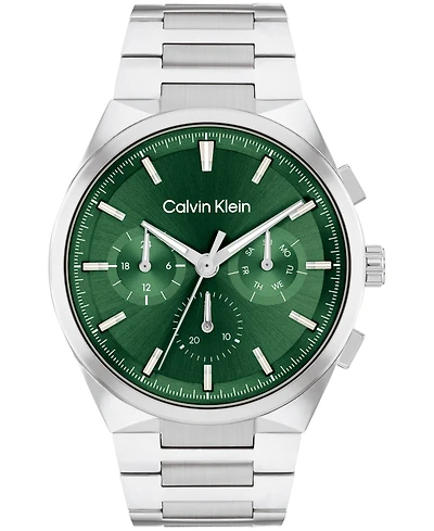 Calvin Klein Men's Distinguish Silver-Tone Stainless Steel Bracelet Watch 44mm