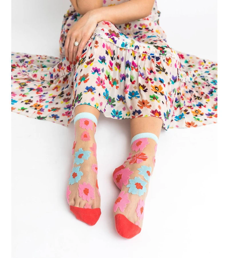Sock Candy Women's Ribbon Roses Sheer Sock