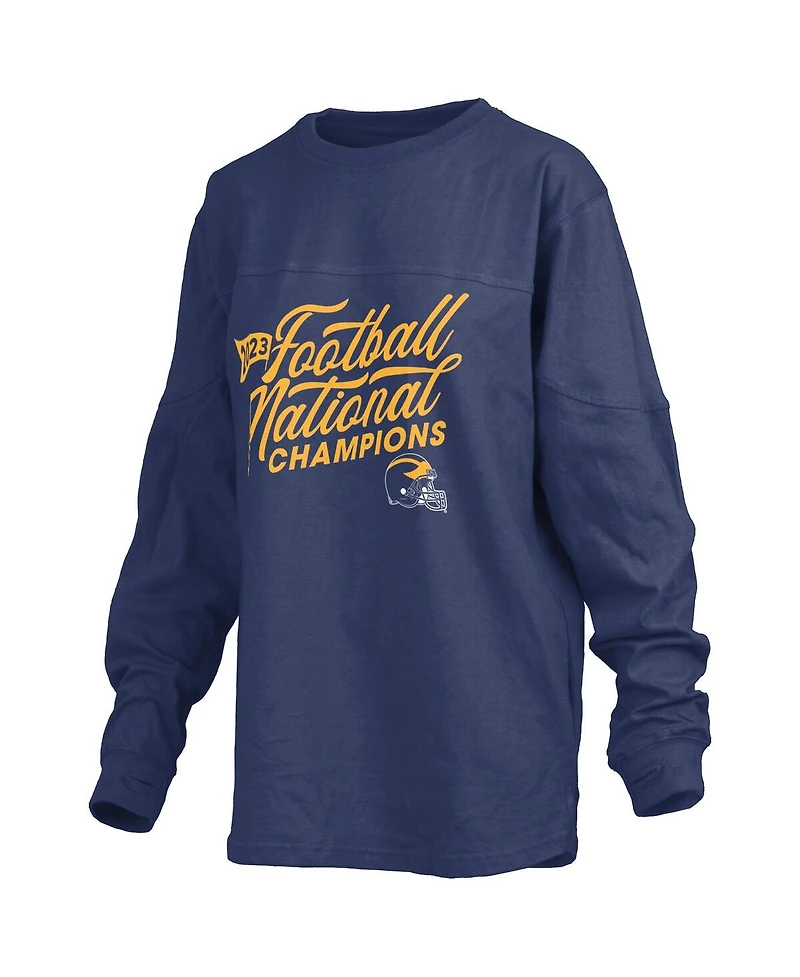 Women's Pressbox Navy Michigan Wolverines College Football Playoff 2023 National Champions The Big Shirt Oversized Long Sleeve T-shirt