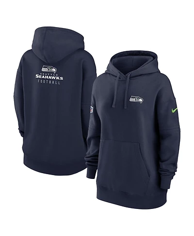 Women's Nike College Navy Seattle Seahawks 2023 Sideline Club Fleece Pullover Hoodie