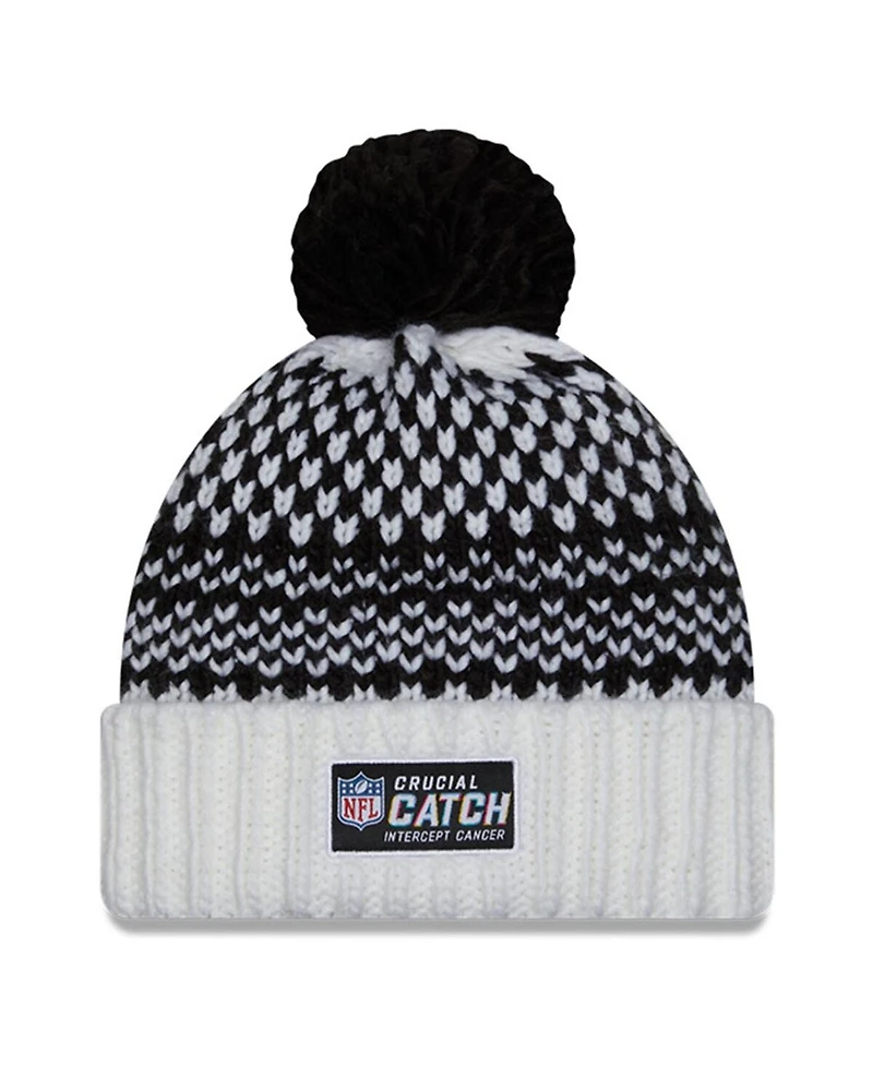 Women's New Era Black, White Dallas Cowboys 2023 Nfl Crucial Catch Cuffed Pom Knit Hat