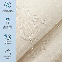 Arkwright Home Host & Raindrop Stripe Textured Shower Curtain Set with 12 Metal Rolling Rings, Weighted Hem, Rust-Proof Grommets, Fine 100% Polye