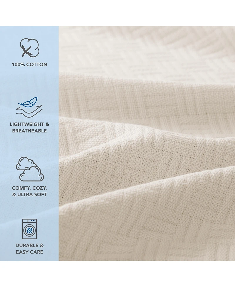 Host & Home 100% Cotton Basketweave Throw, Lightweight Blanket, 300GSM, 5 Color Options, 50x70
