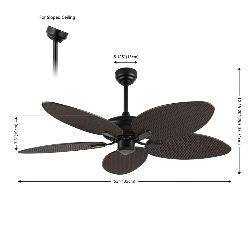 Jonathan Y Raffles Bohemian Industrial Iron/Plastic Palm Blade Ceiling Fan