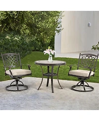 Mondawe 3-Piece Aluminum Bistro Set with Cushion for Outdoor Patio Furniture, Beige