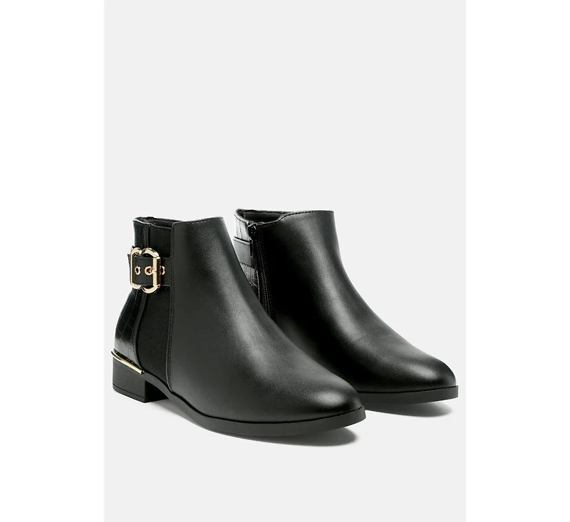 Frothy Buckled Ankle Boots With Croc Detail Women