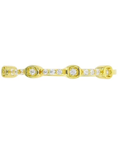 Cubic Zirconia Two Level Narrow Stack Ring 14k Gold-Plated Sterling Silver