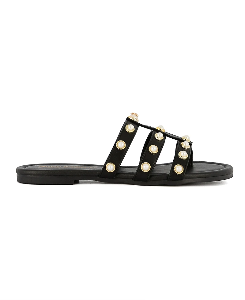 Juicy Couture Women's Zallymae Embellished Slide Flat Sandals