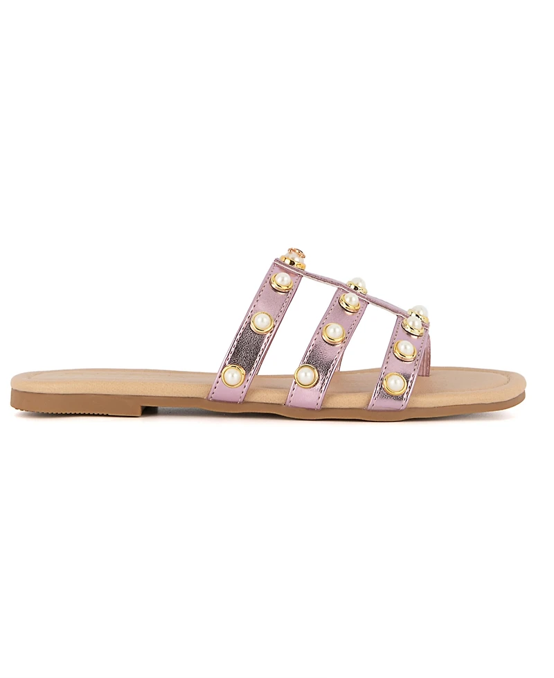 Juicy Couture Women's Zallymae Embellished Slide Flat Sandals