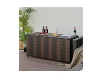 96 Gallon Pe Wicker Outdoor Storage Box with 4 Wheels