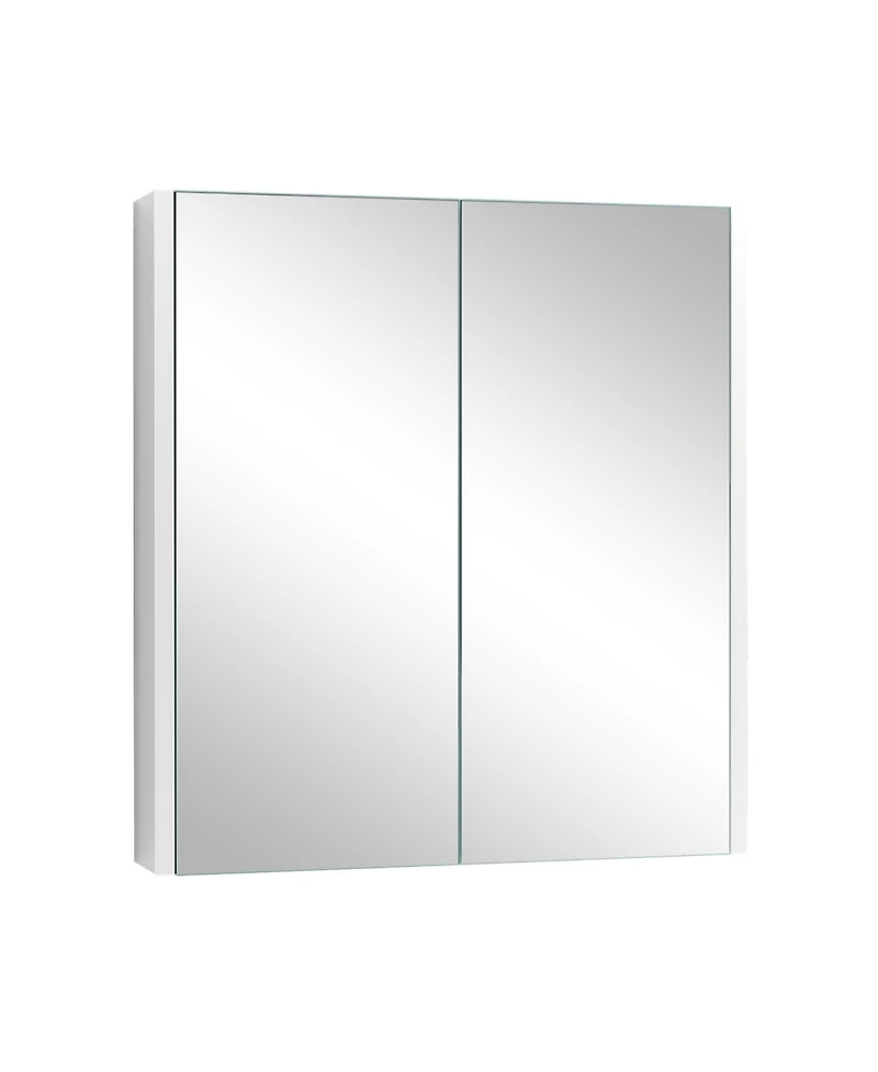 2-Tier Wall-Mounted Storage Cabinet with Double Mirror Doors