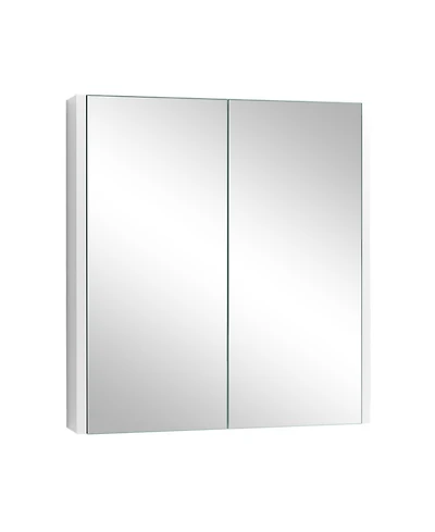 2-Tier Wall-Mounted Storage Cabinet with Double Mirror Doors