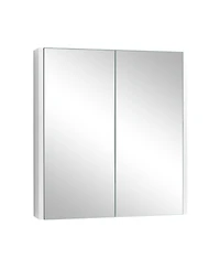 2-Tier Wall-Mounted Storage Cabinet with Double Mirror Doors