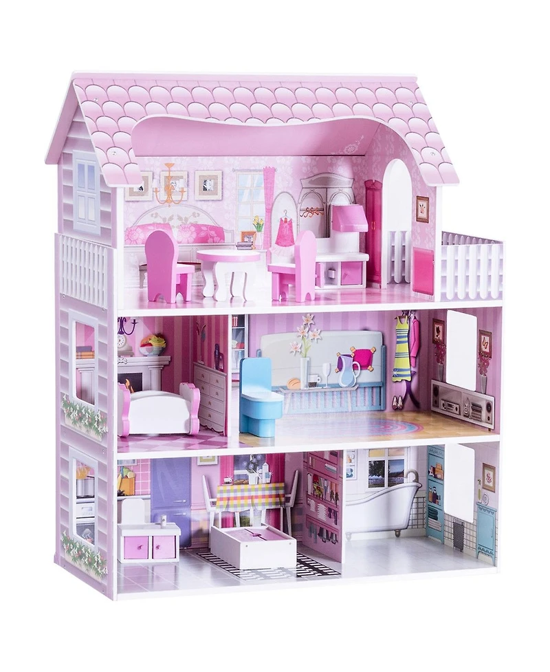 28 Inch Pink Dollhouse with Furniture