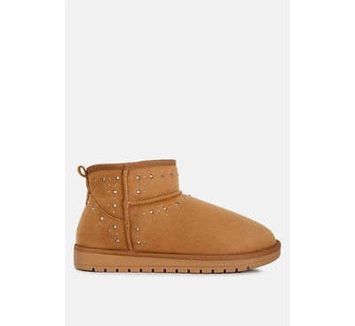 Womens winifred rhinestone embellished fur lined boots