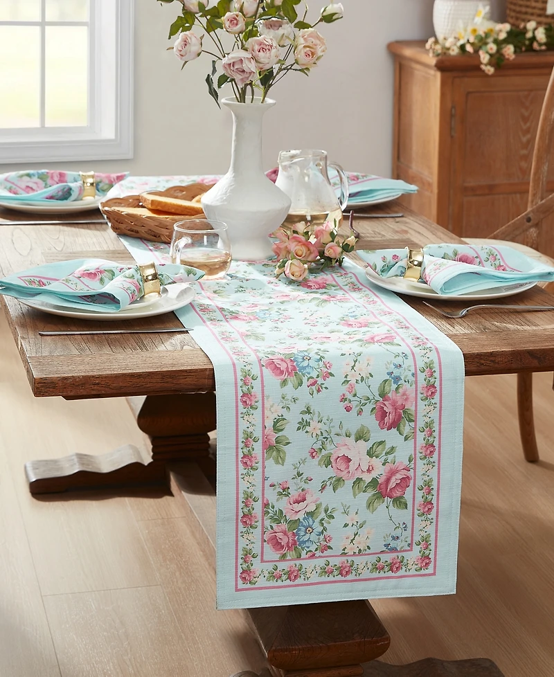 Vintage-Like Floral Garden Table Runner, 13" x 70"