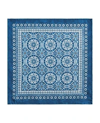 Vietri Medallion Blue Block Print Stain Water Resistant Indoor and Outdoor Napkins, Set of 4