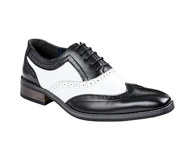 Gino Vitale Men's Two Tone Wing Tip Oxford Dress Shoes