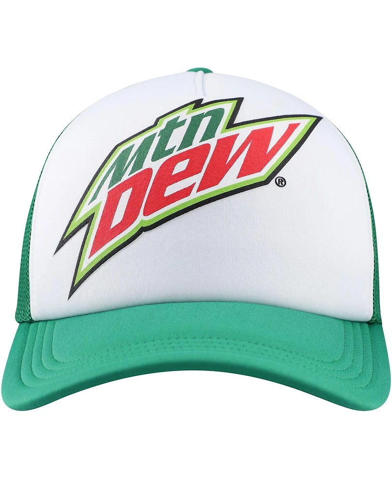 Men's White, Green Mountain Dew Foam Trucker Adjustable Hat