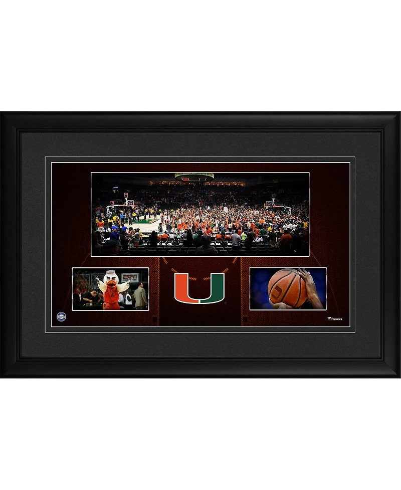 Miami Hurricanes Framed 10'' x 18'' Watsco Center Panoramic Collage