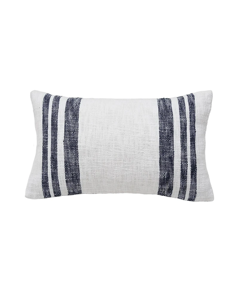 Morgan Onyx Woven Striped Chambray Luxury Premium Rectangle Accent Pillow, 14" x 22"