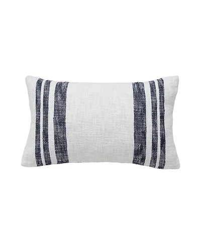 Morgan Onyx Woven Striped Chambray Luxury Premium Rectangle Accent Pillow, 14" x 22"