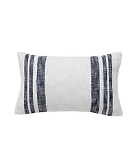 Morgan Onyx Woven Striped Chambray Luxury Premium Rectangle Accent Pillow, 14" x 22"