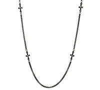 Steeltime Men's Stainless Steel Round Link Chain & Crosses Necklace, 24"