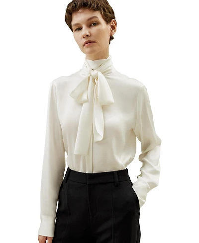 Lilysilk Women's Silk Turtleneck Ribbon Blouse