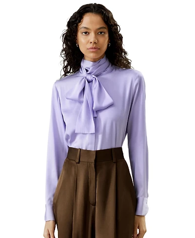 Lilysilk Women's Silk Turtleneck Ribbon Blouse